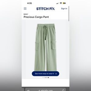 Roxy Green Wide Leg Pants with Drawstring Waist